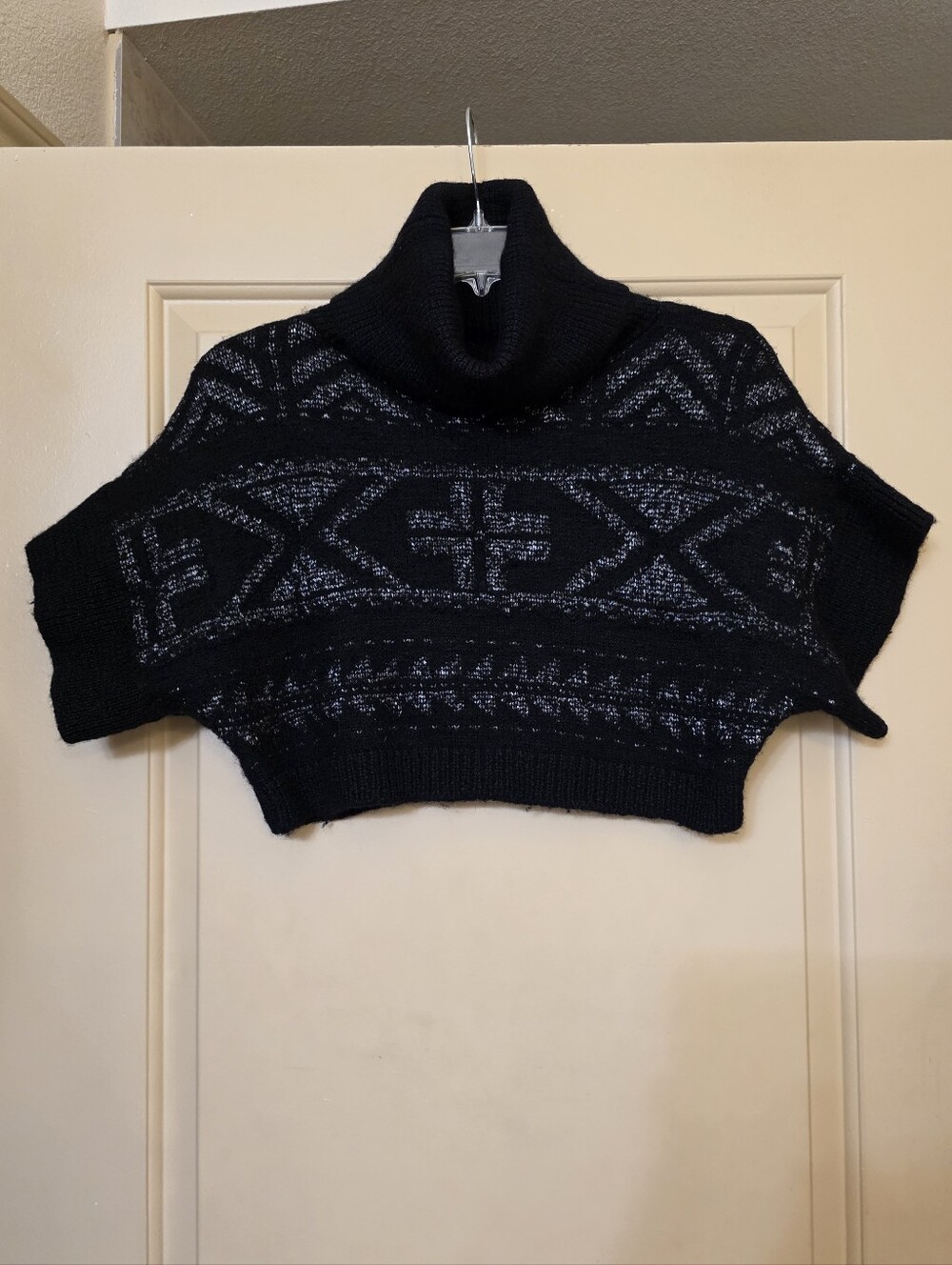 Vtg Denim & Supply Ralph Lauren Women Croppd Turtleneck Geometric Knit Sweater M